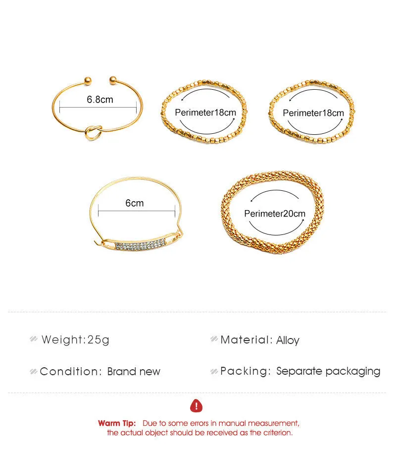 5-Piece Vintage Chain Bracelet Set