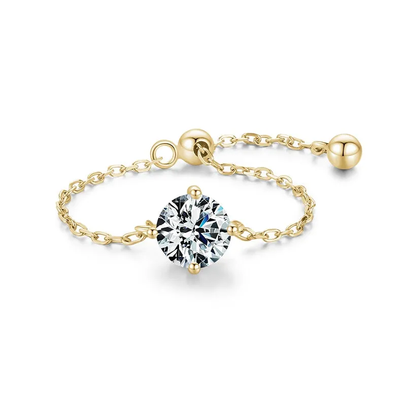 5 Style Clear CZ Link Chain Ring Trendy Adjustable Color Rings