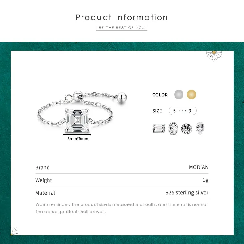 5 Style Clear CZ Link Chain Ring Trendy Adjustable Color Rings