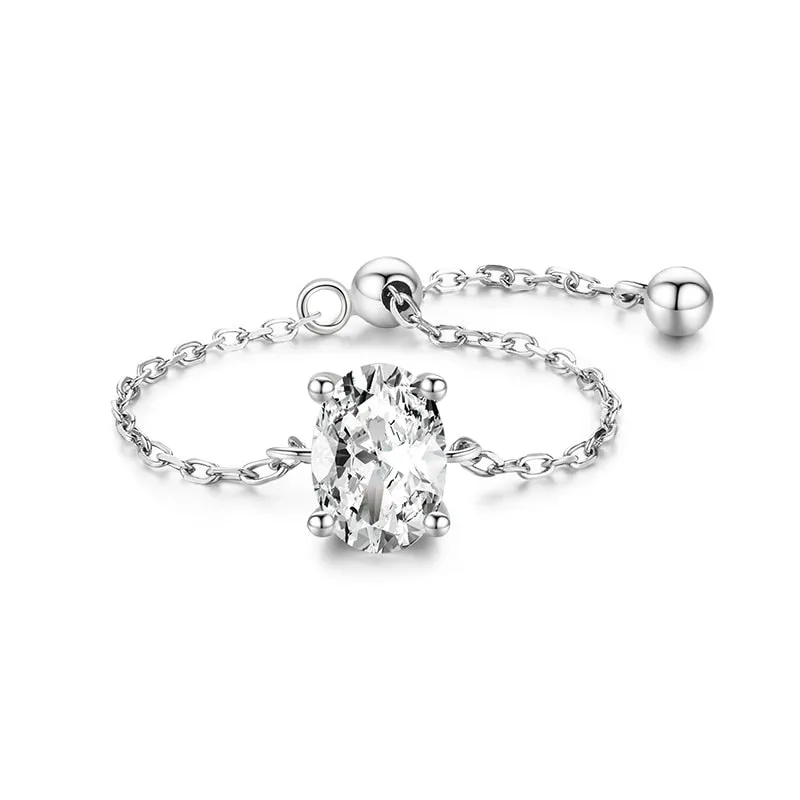 5 Style Clear CZ Link Chain Ring Trendy Adjustable Color Rings
