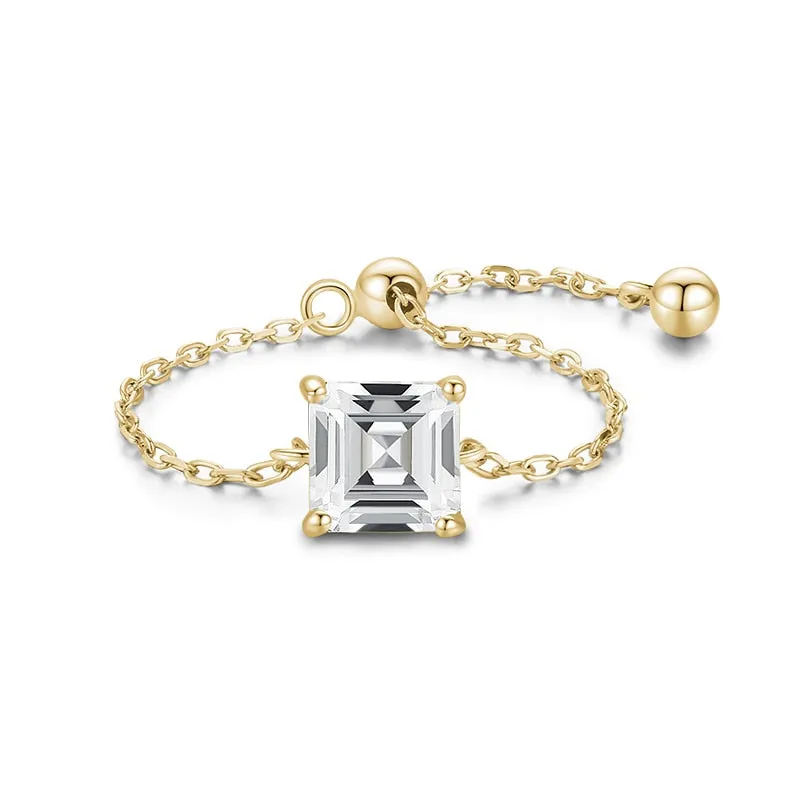 5 Style Clear CZ Link Chain Ring Trendy Adjustable Color Rings