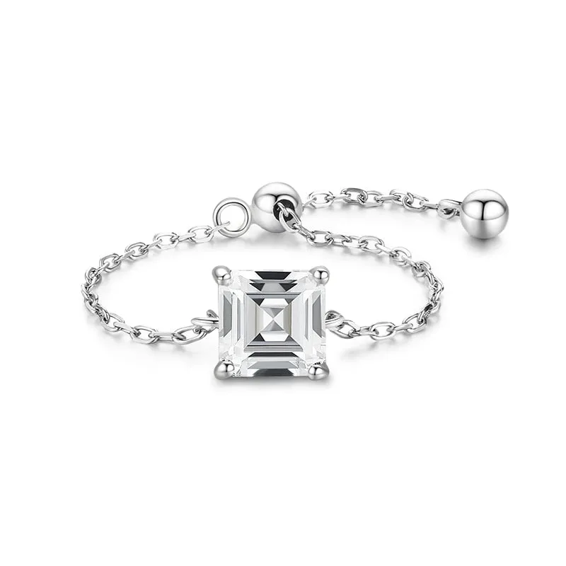 5 Style Clear CZ Link Chain Ring Trendy Adjustable Color Rings