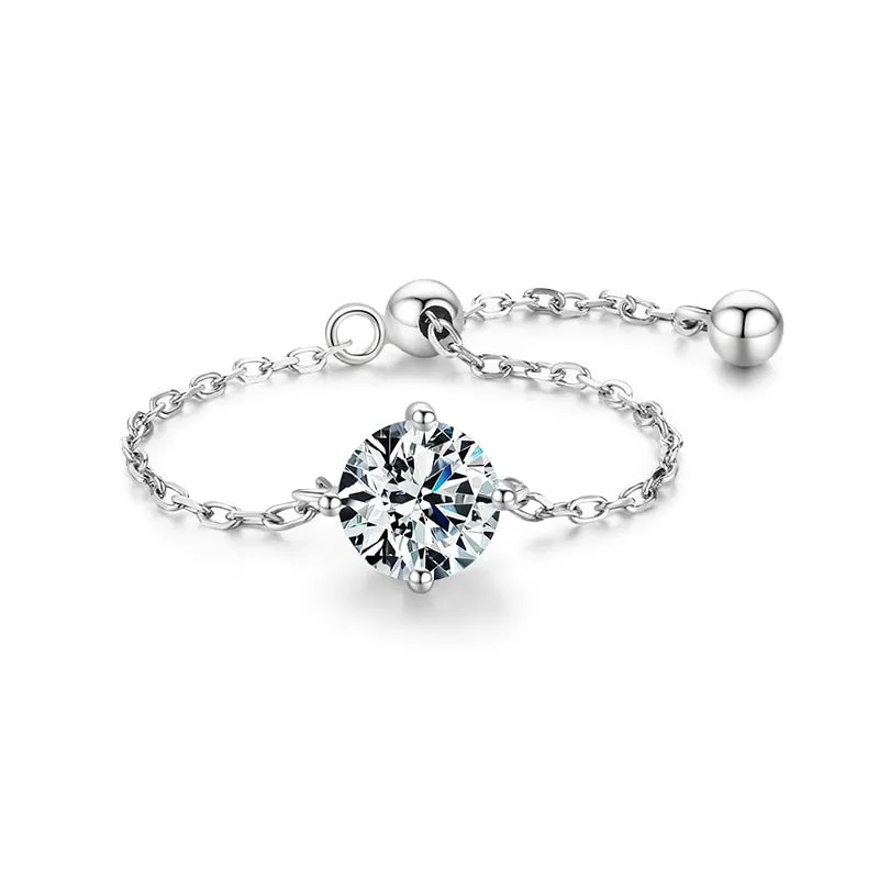 5 Style Clear CZ Link Chain Ring Trendy Adjustable Color Rings