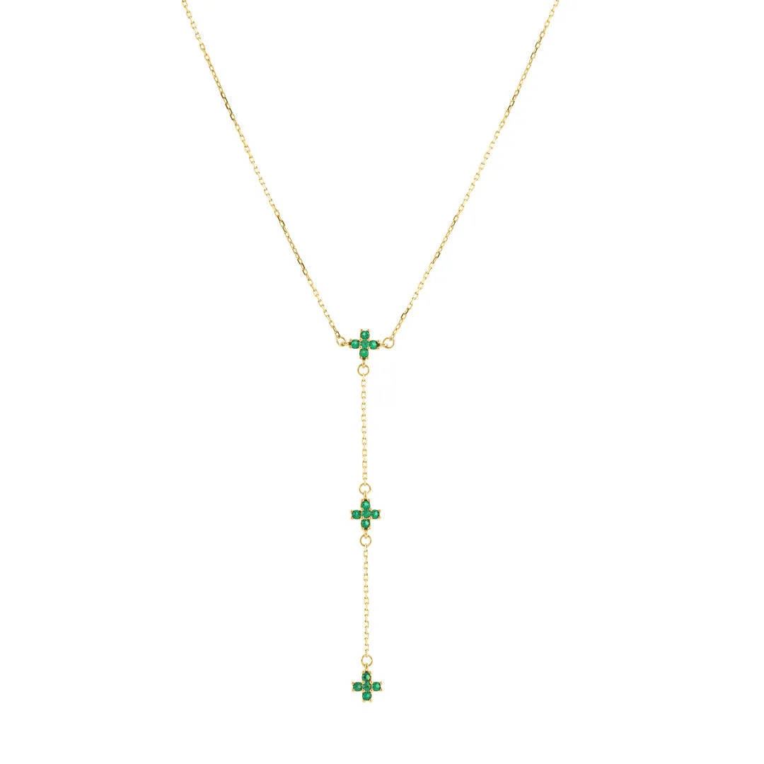 925 Sterling Silver Green Stone Layered Pendant Chain