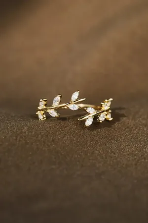 925 Sterling Silver Leaf Open Ring