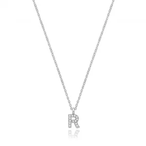 Acotis Silver Necklace Rhodium Plated Zirconia Initial G3395/R