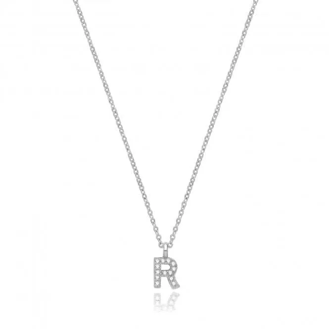 Acotis Silver Necklace Rhodium Plated Zirconia Initial G3395/R
