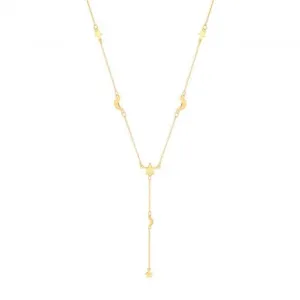 Acotis Silver Necklace Yel Gold Plated Moon&Star G3375GP