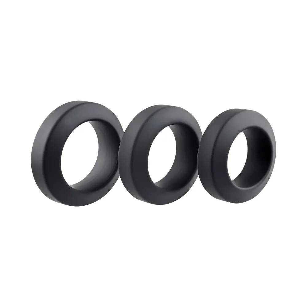Adam & Eve Adam's 3 pc Penis Ring Set - Black