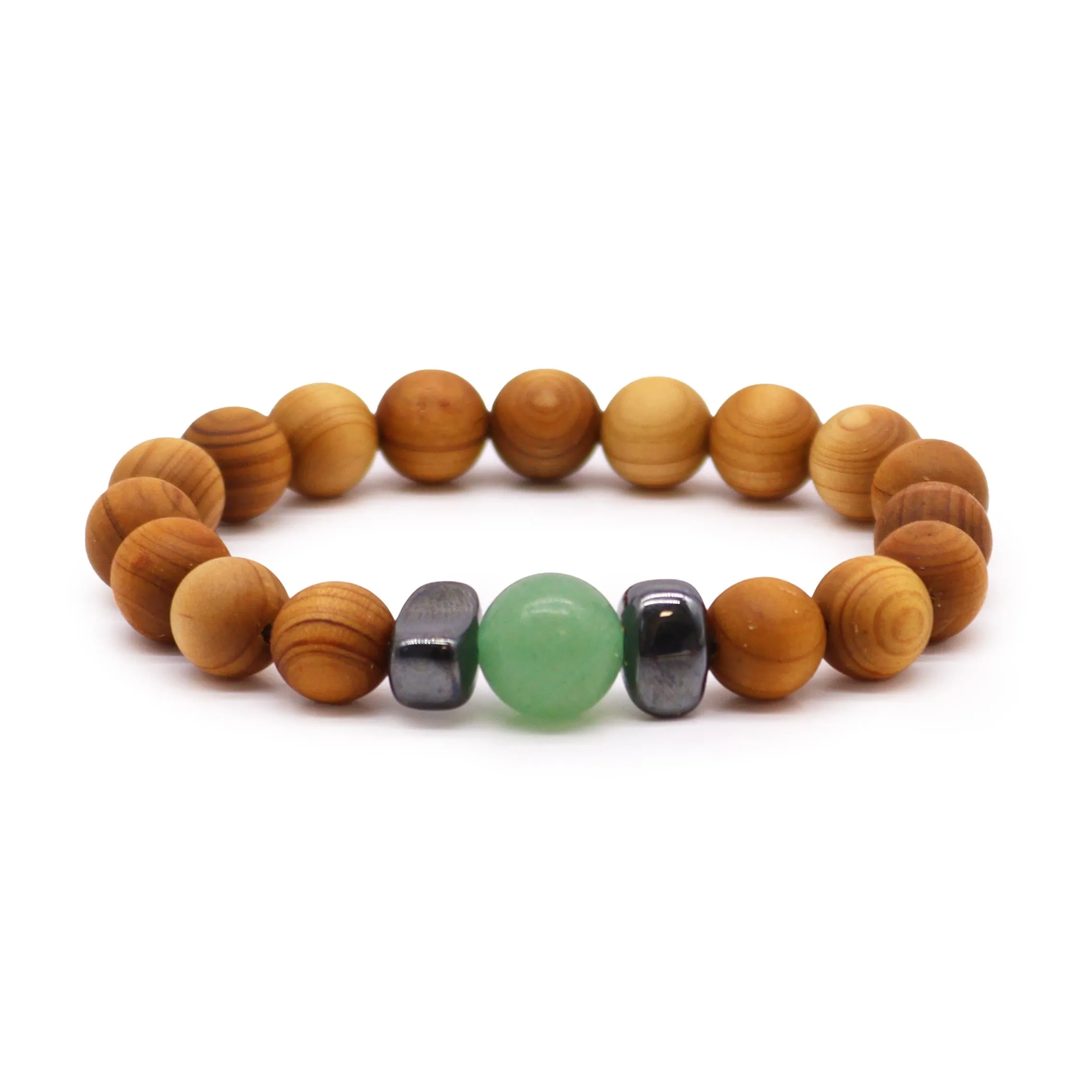 Adventurine Gemstone Cedarwood Bracelet - Sacral Chakra