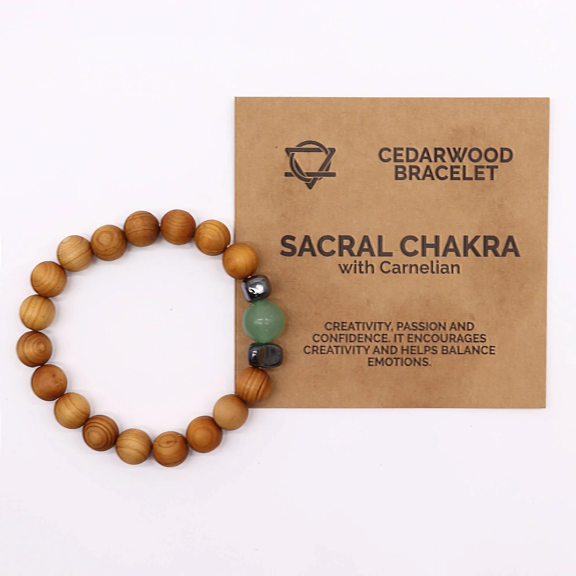 Adventurine Gemstone Cedarwood Bracelet - Sacral Chakra