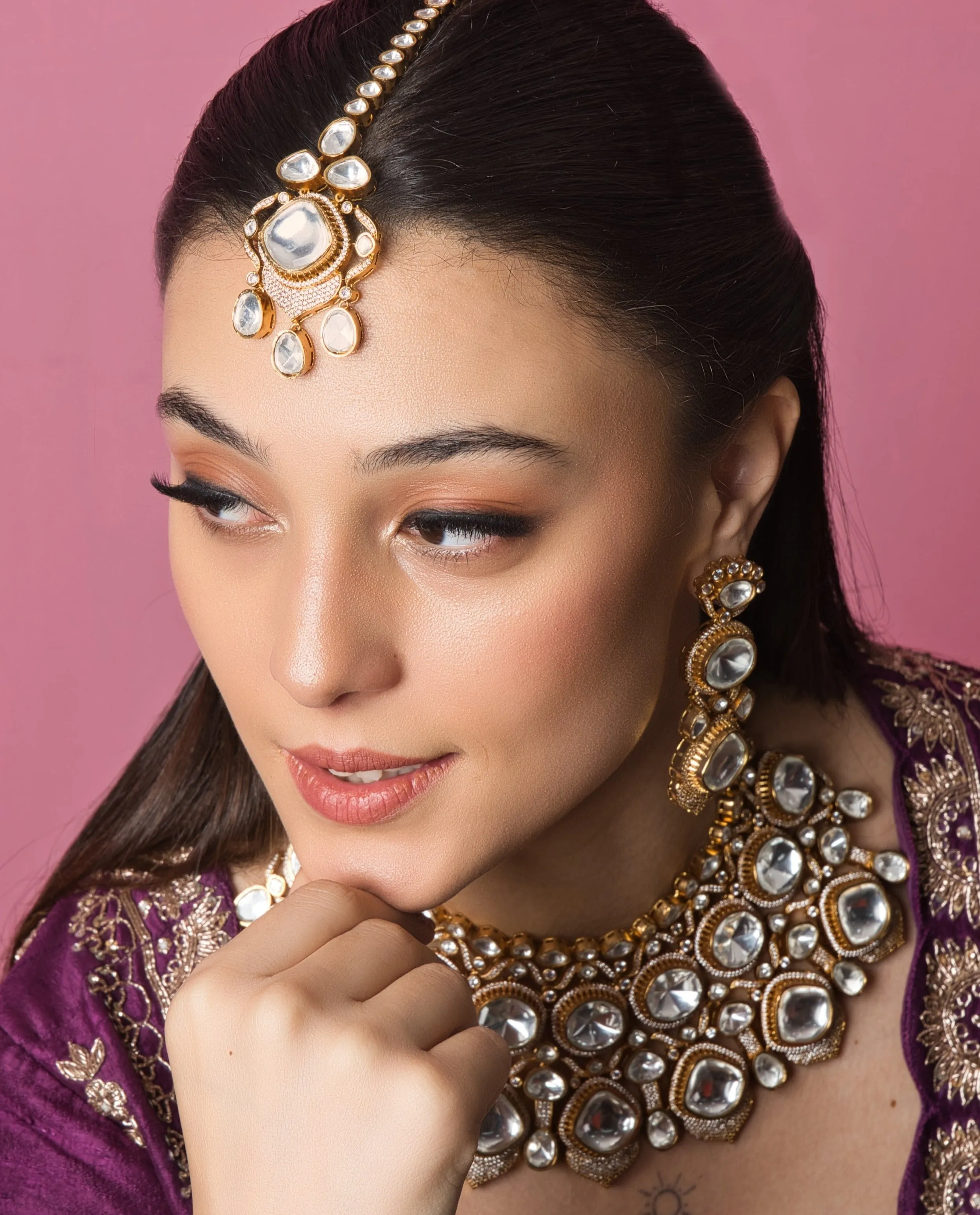 Aishwarya Big Polki Real Look Alike Bridal Set - with Earrings & Maangtikka
