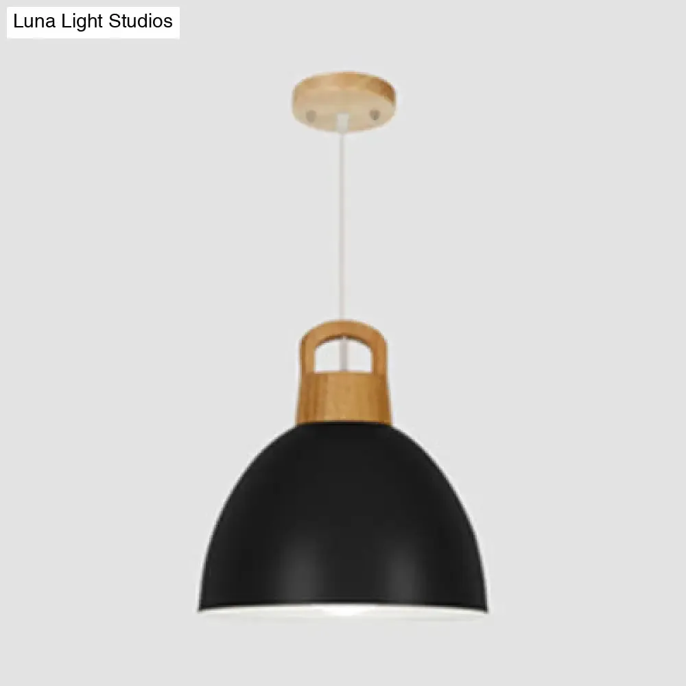 Aluminum Dome Pendant Macaron Hanging Lamp for Kitchen Corridor - 1 Bulb Lighting Solution