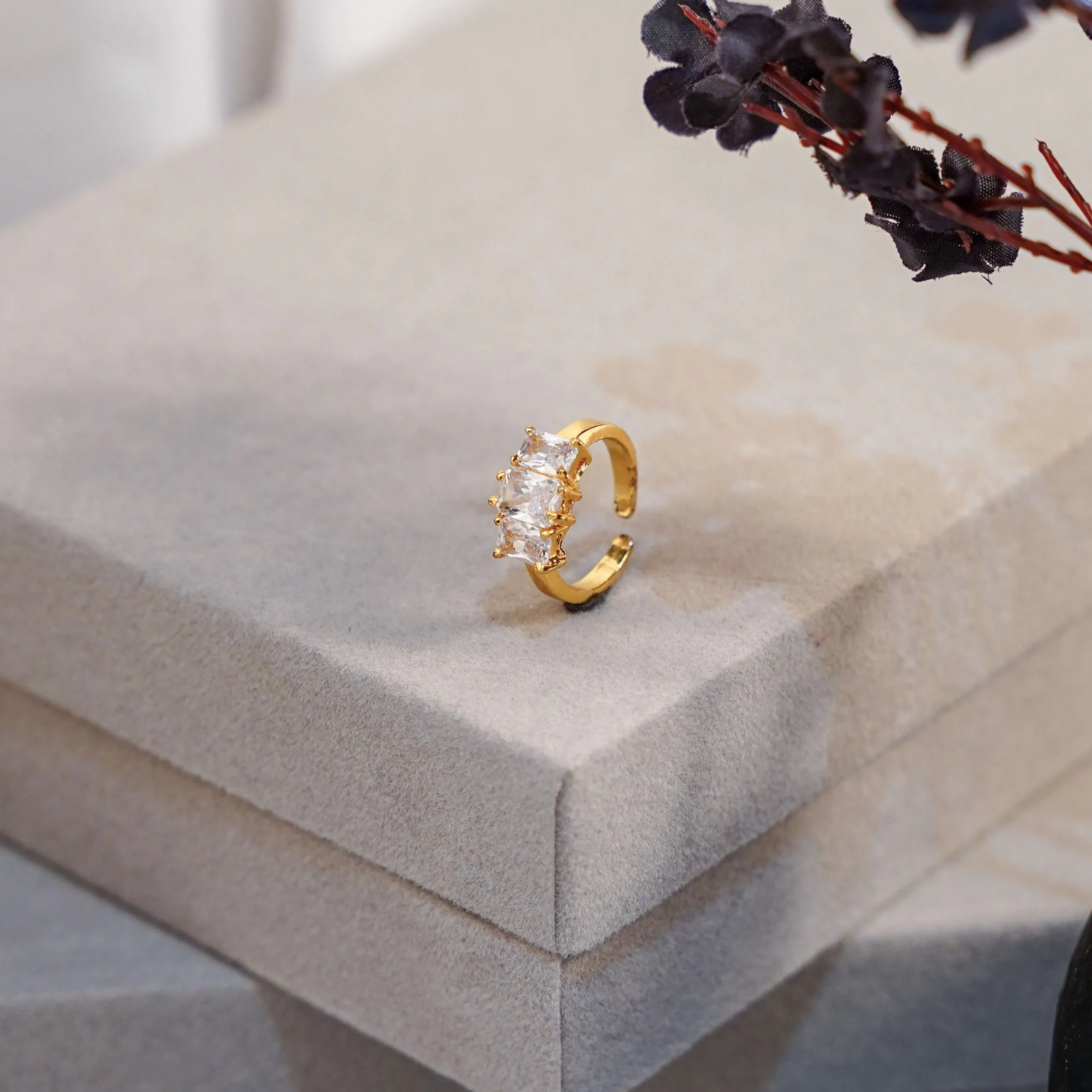 Amulya Solitaire 18K Gold Plated Ring