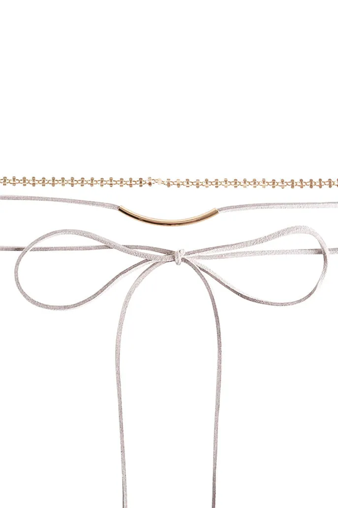 Andrianna 3 Layer Grey Choker Necklace