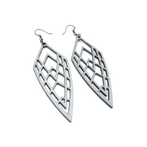 Arrowhead 01 [L] // Leather Earrings - Silver
