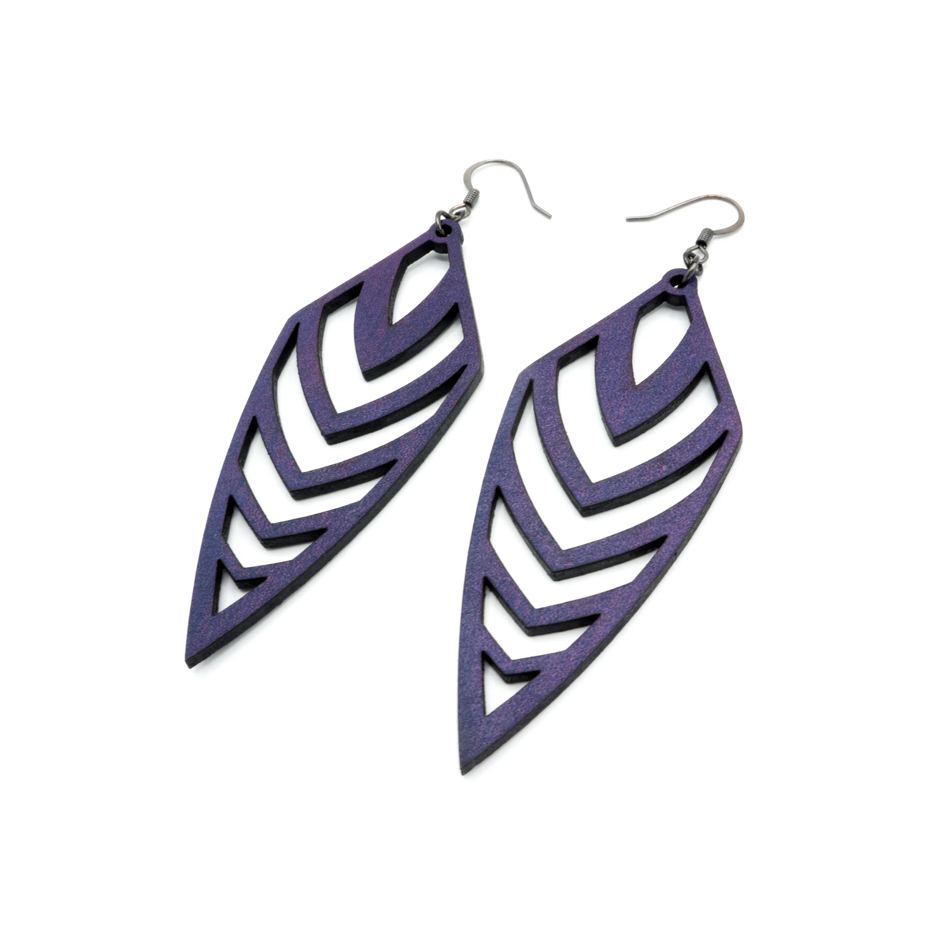 Arrowhead 03 [L] // Leather Earrings - Purple