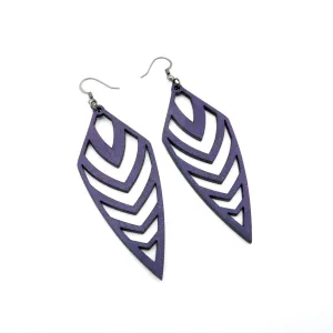 Arrowhead 03 [L] // Leather Earrings - Purple
