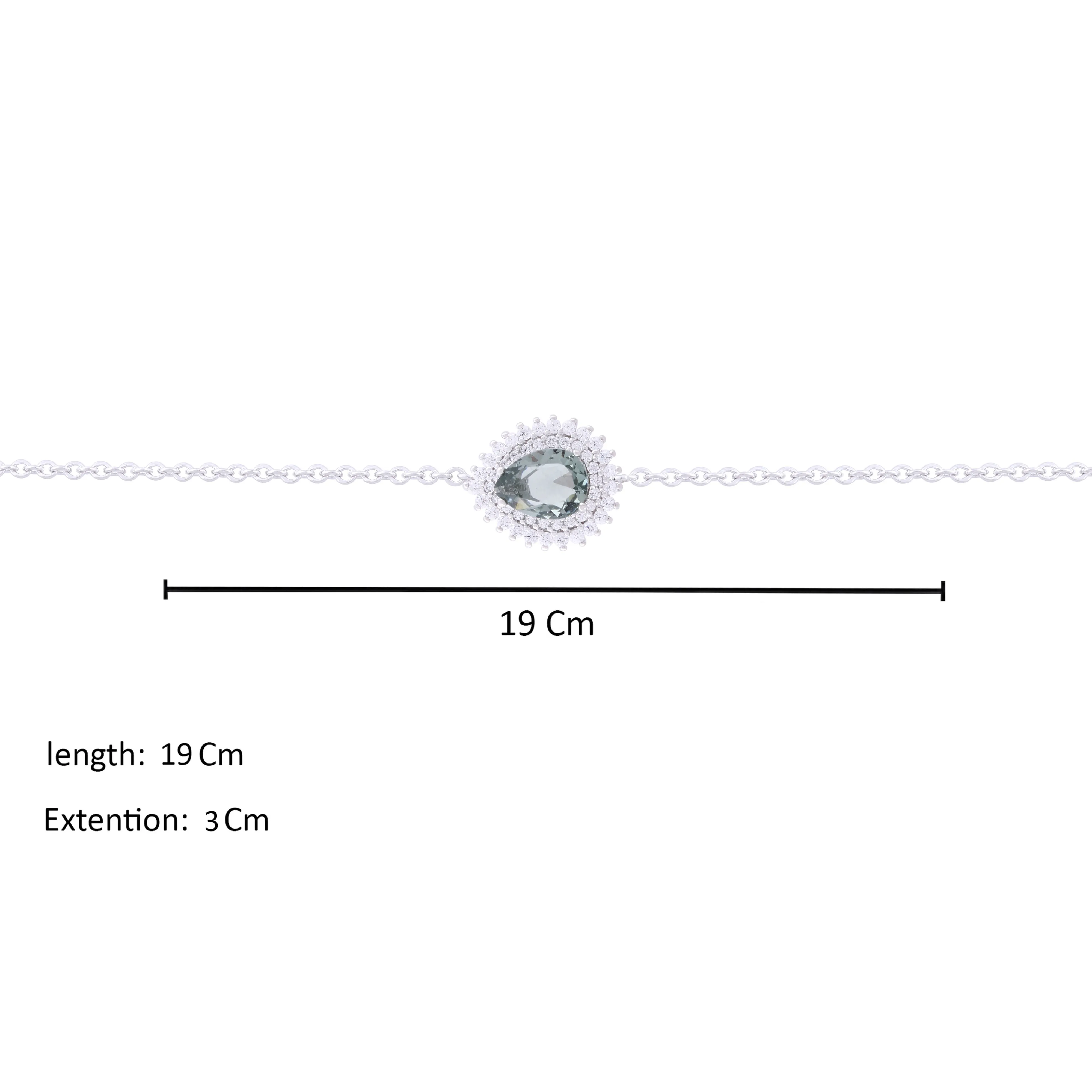 Asfour Chain Bracelet made of 925 sterling silver, with a pear Pendant, inlaid with a Olivine zircon Stone