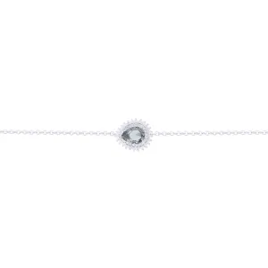 Asfour Chain Bracelet made of 925 sterling silver, with a pear Pendant, inlaid with a Olivine zircon Stone