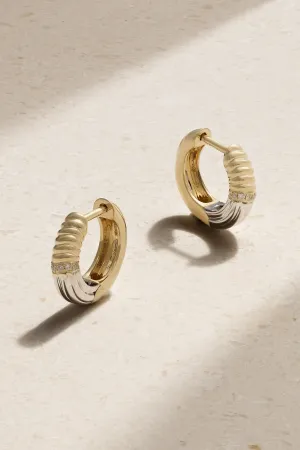 Berlingot Mini 9-karat Yellow And White Gold Diamond Hoop Earrings