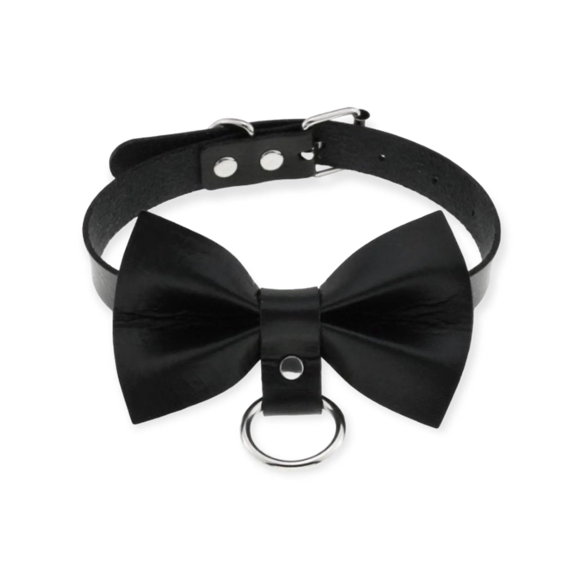 Black Bow Leather Collar Choker