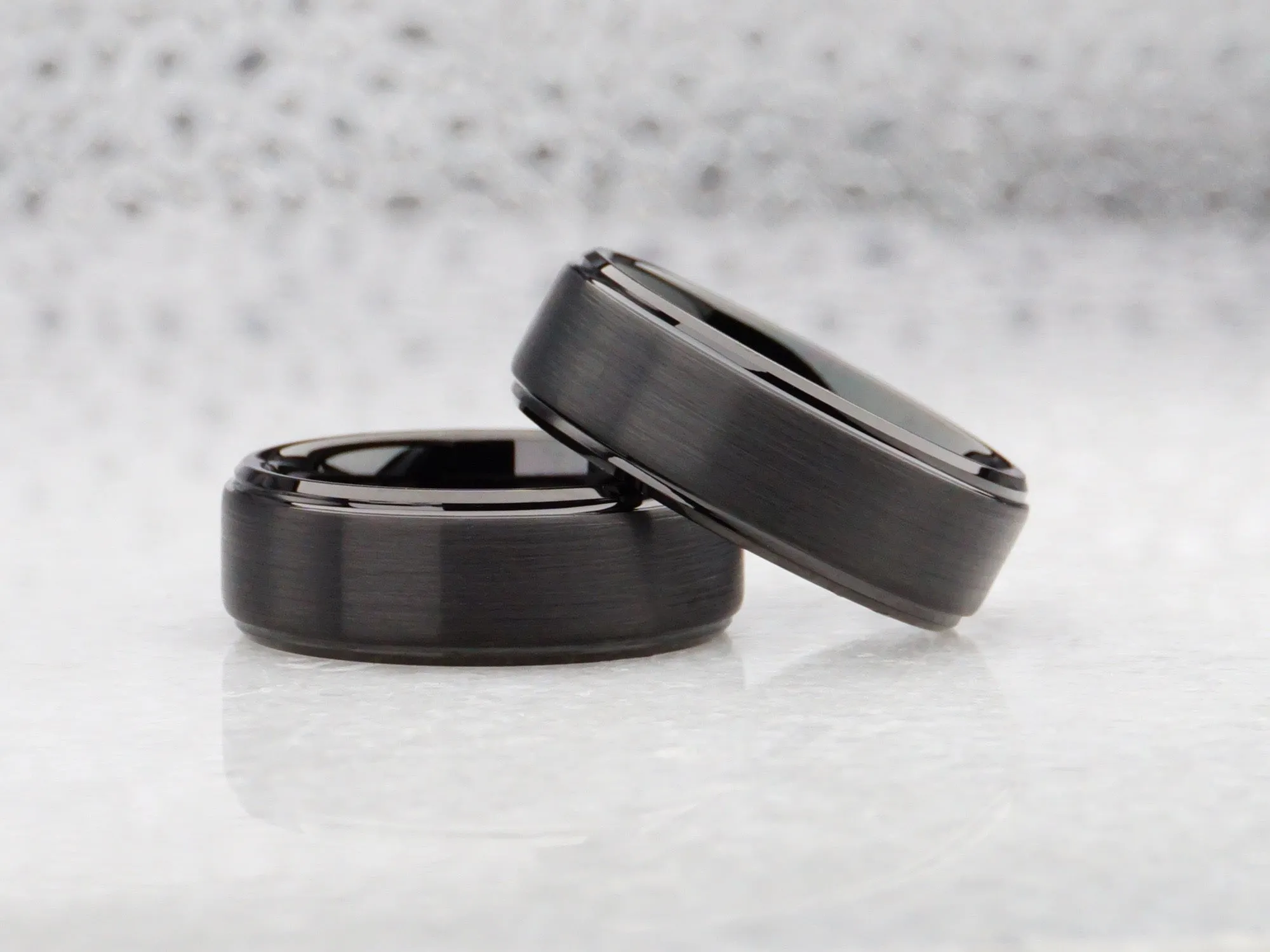 Black Tungsten Ring, Gentleman's Band - 8MM