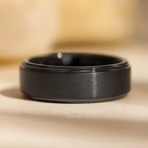 Black Tungsten Ring, Gentleman's Band - 8MM