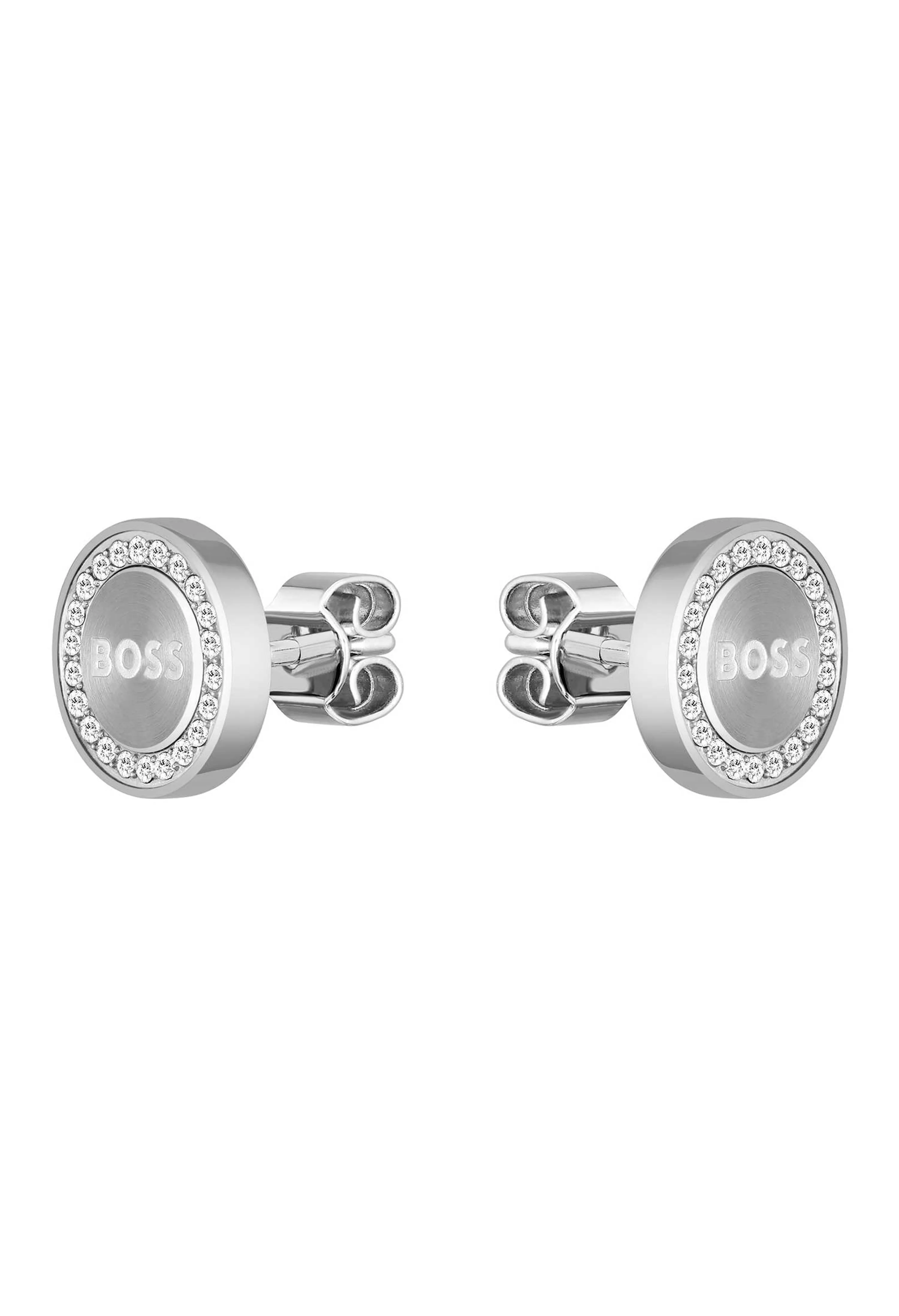 BOSS Ladies Iona Crystal Set Stud Stainless Steel Earrings