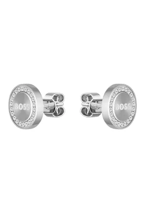 BOSS Ladies Iona Crystal Set Stud Stainless Steel Earrings