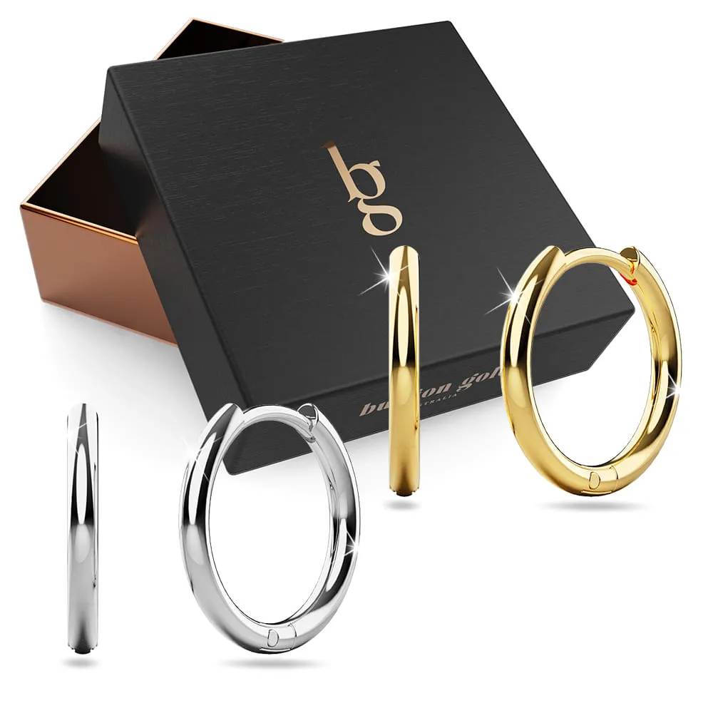 Boxed 2 Pairs of Edgy Round Shape Earrings Set