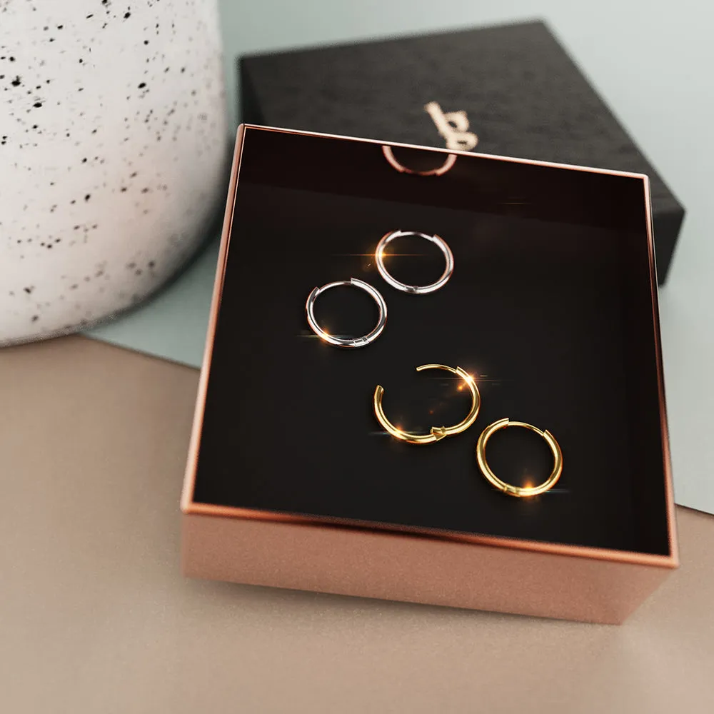 Boxed 2 Pairs of Edgy Round Shape Earrings Set