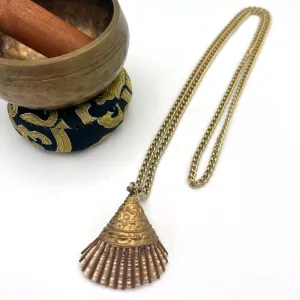 Bronze Chain Necklace with Real Seashell Pendant