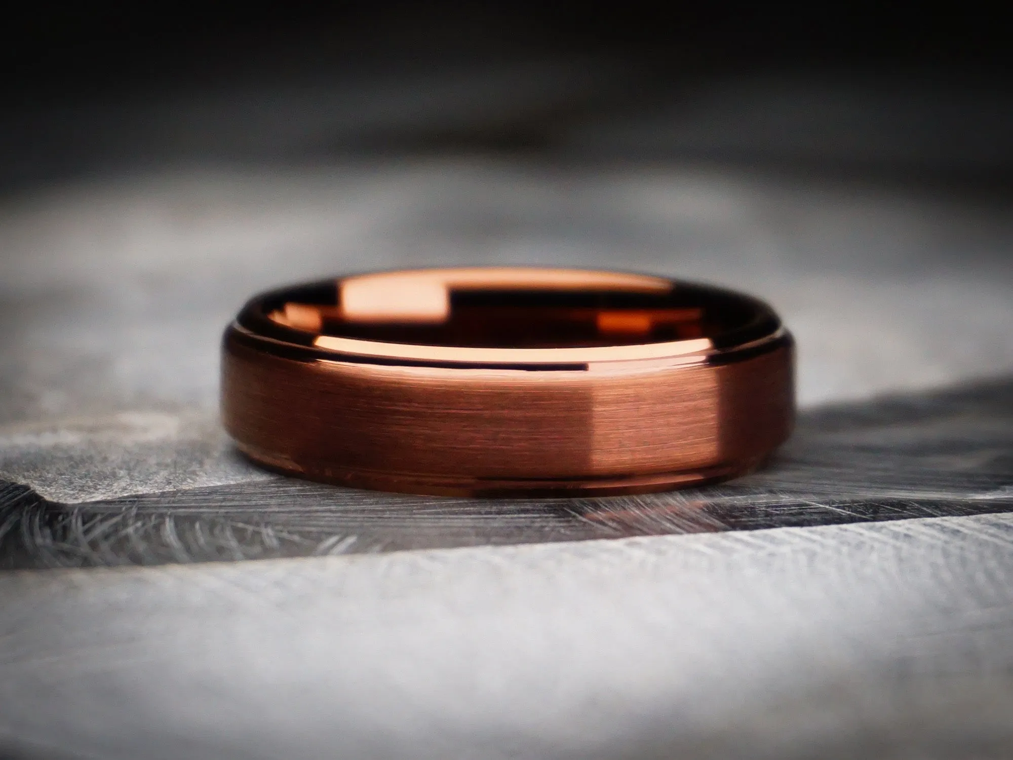 Brown Tungsten Ring, Gentleman's Band - 6MM