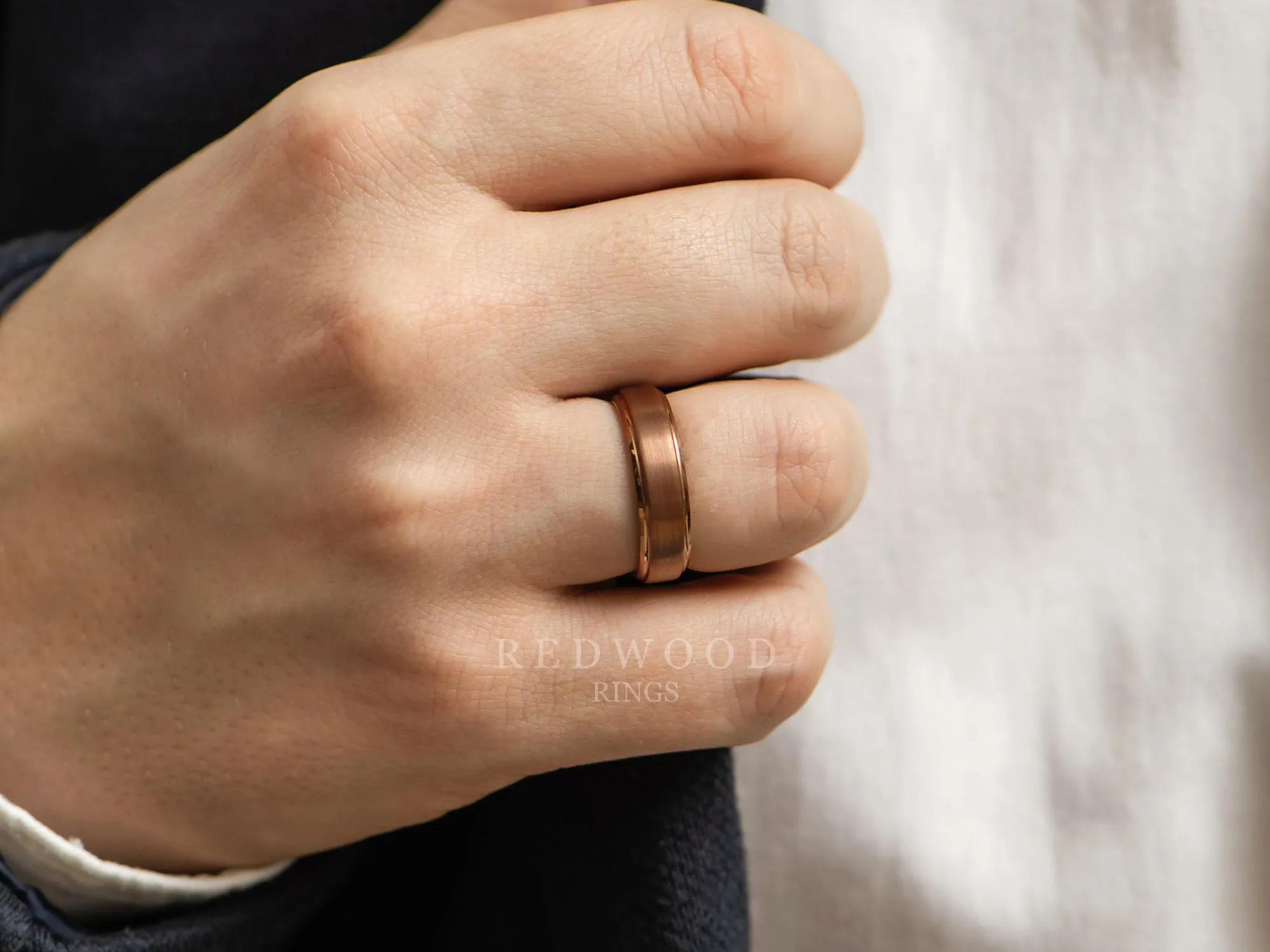 Brown Tungsten Ring, Gentleman's Band - 6MM