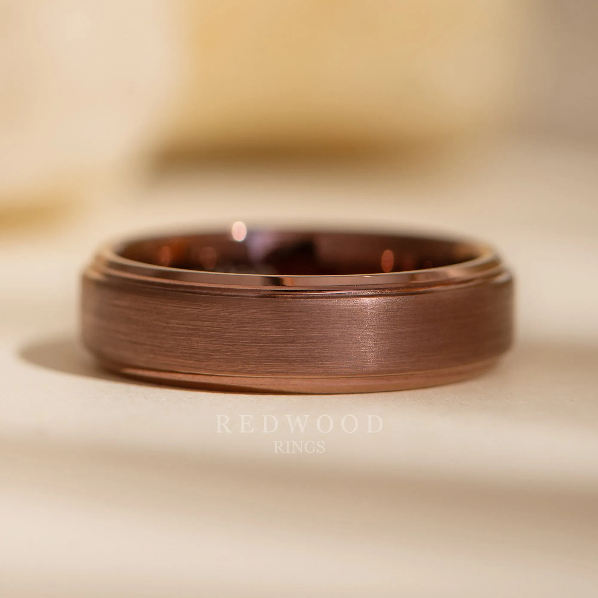 Brown Tungsten Ring, Gentleman's Band - 6MM