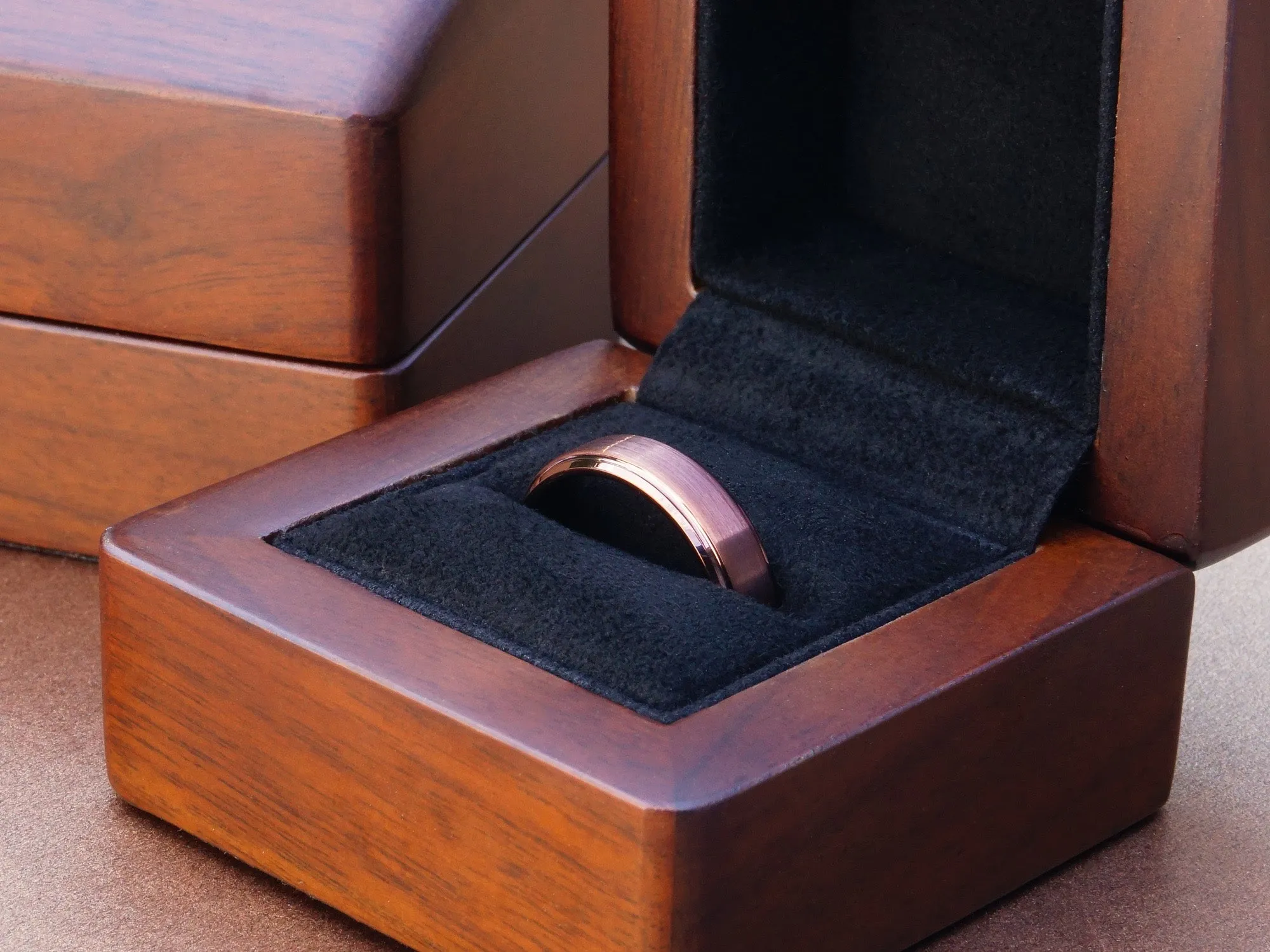 Brown Tungsten Ring, Gentleman's Band - 6MM