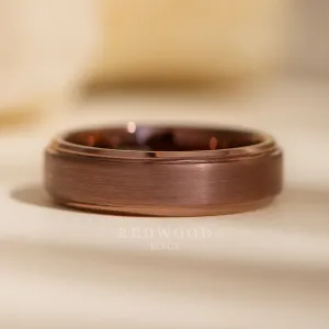 Brown Tungsten Ring, Gentleman's Band - 6MM