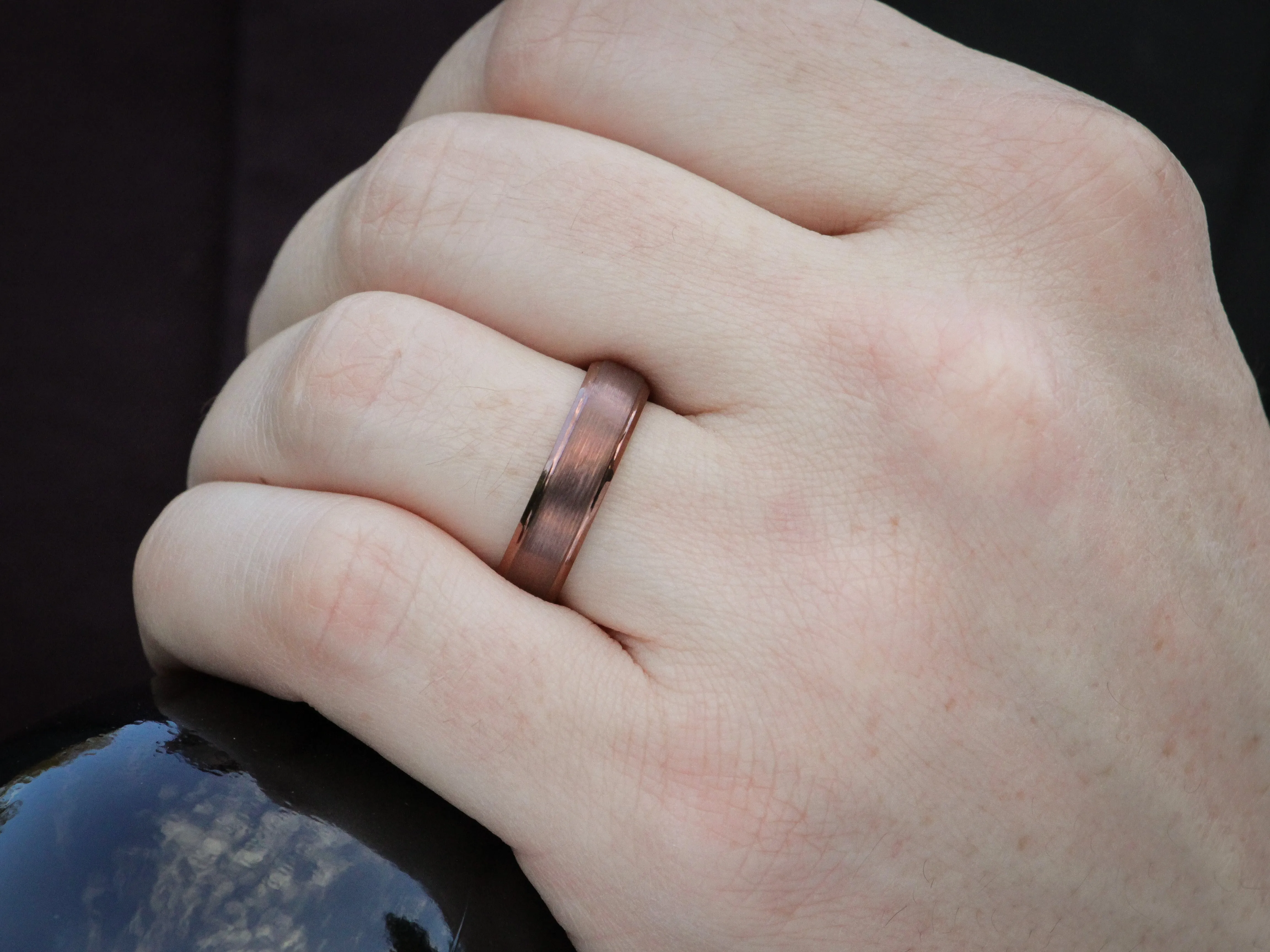 Brown Tungsten Ring, Gentleman's Band - 6MM