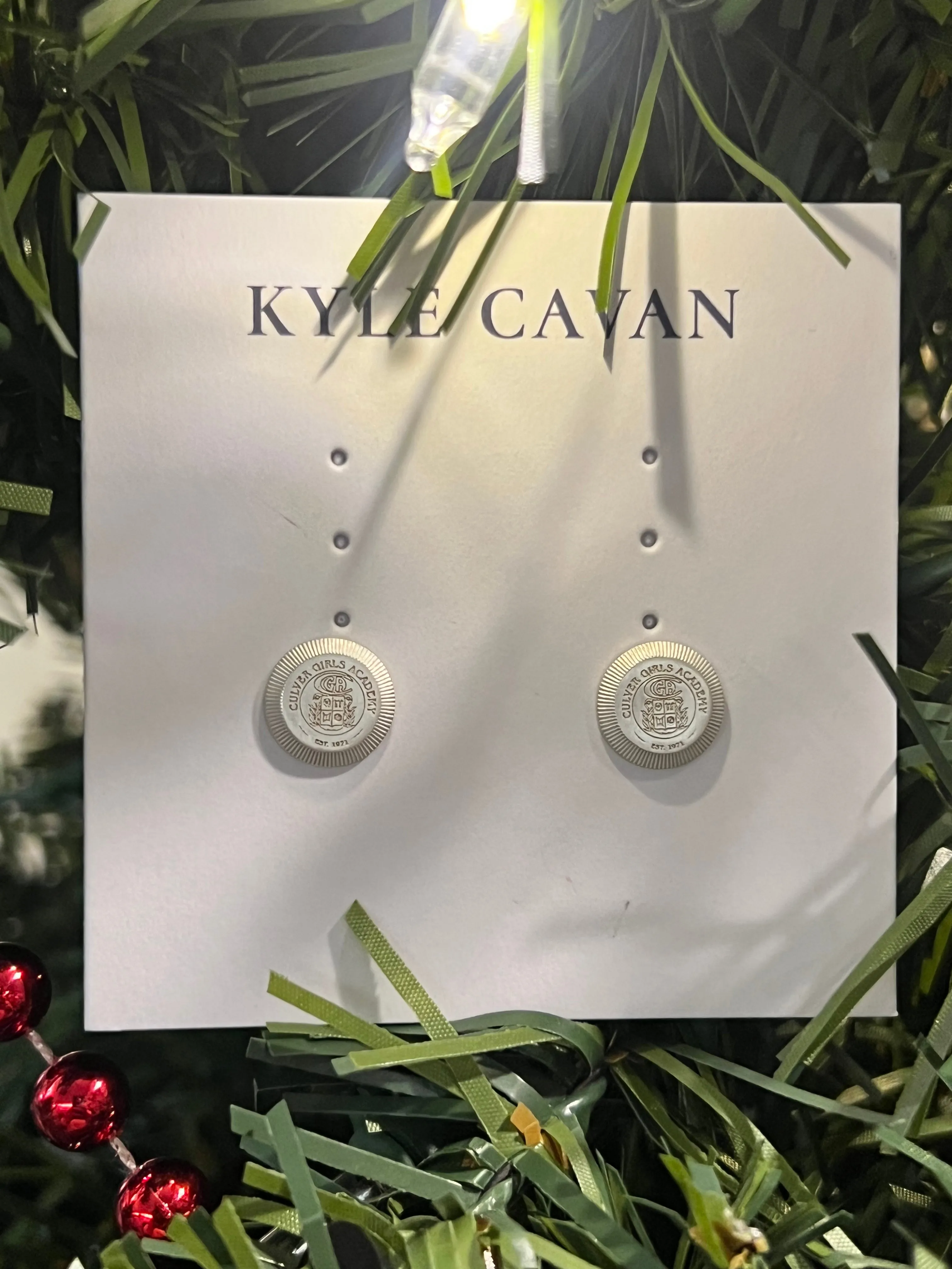CGA Crest Florentine Petite Earrings - Sterling Silver