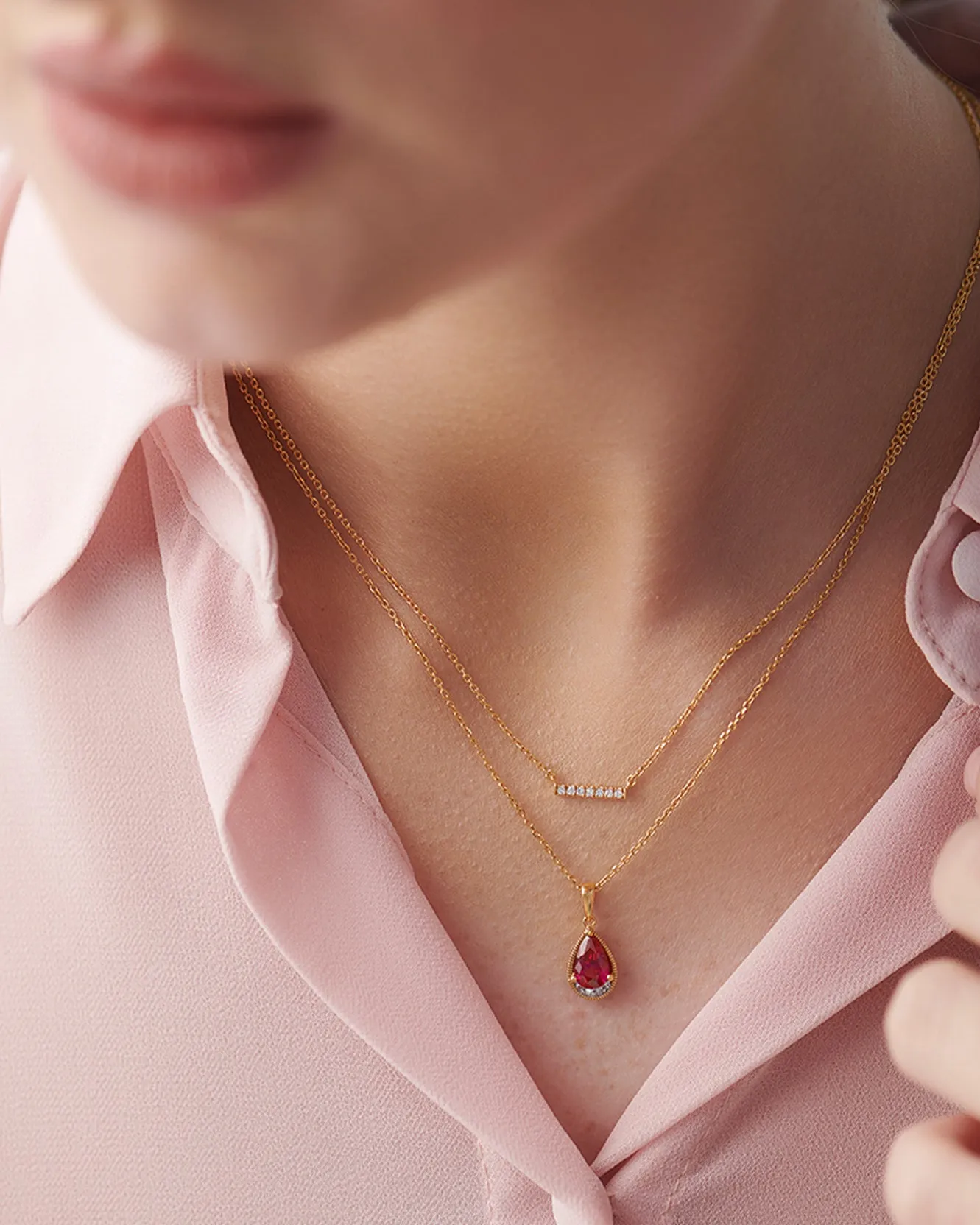 Chain Link Diamond Bar Necklace