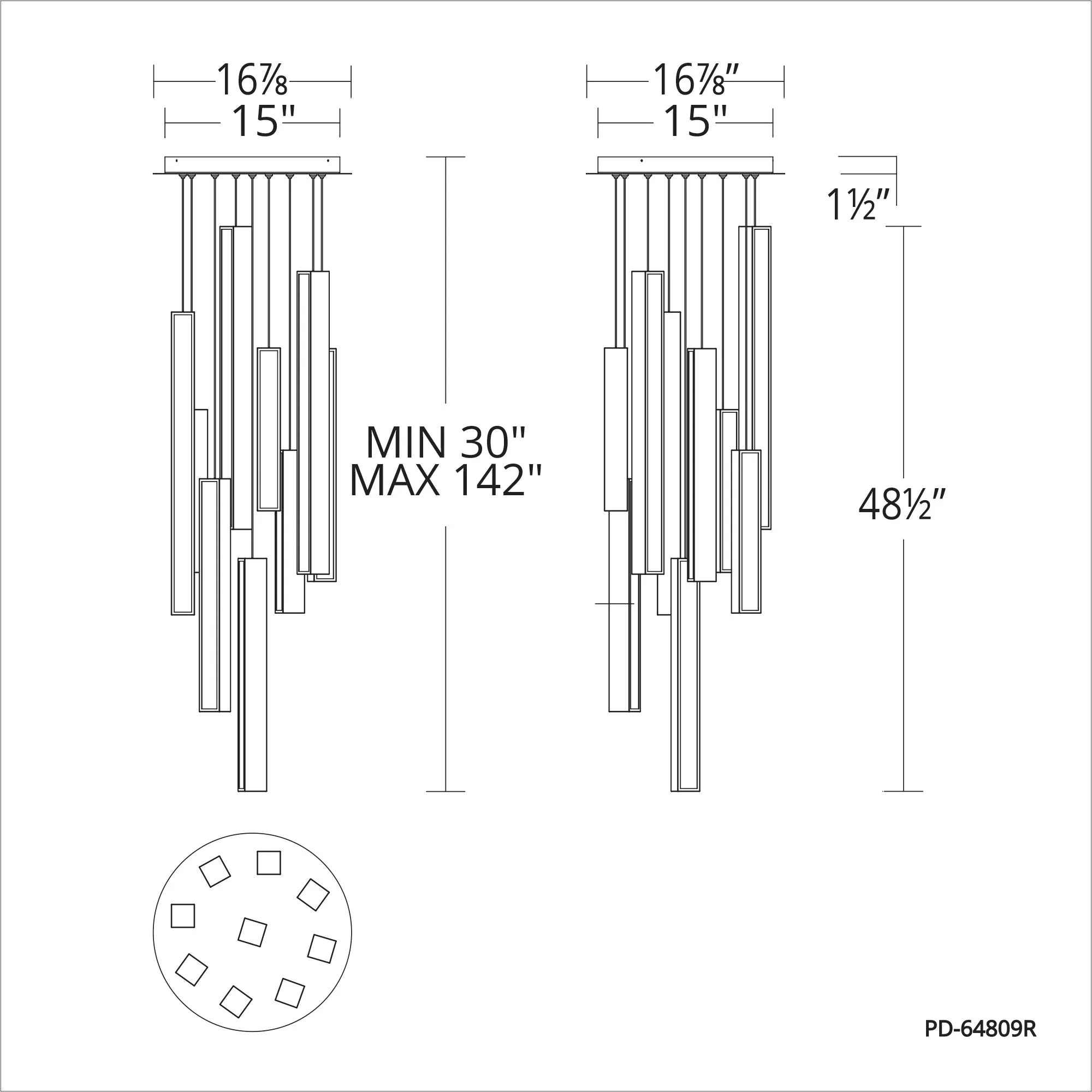Chaos LED 9 Light Round Pendant