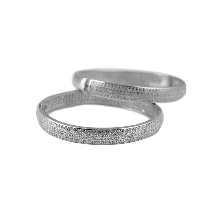 Chunky Silver CZ-Studded Hoops