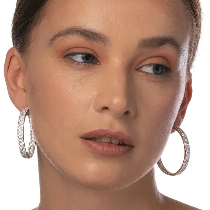Chunky Silver CZ-Studded Hoops