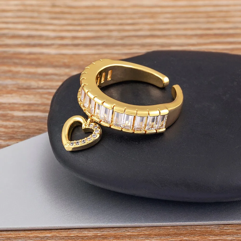 Classic Heart Pendant Tassel Ring For Women