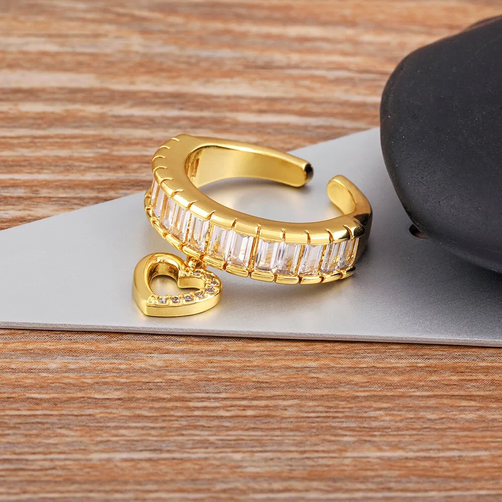 Classic Heart Pendant Tassel Ring For Women