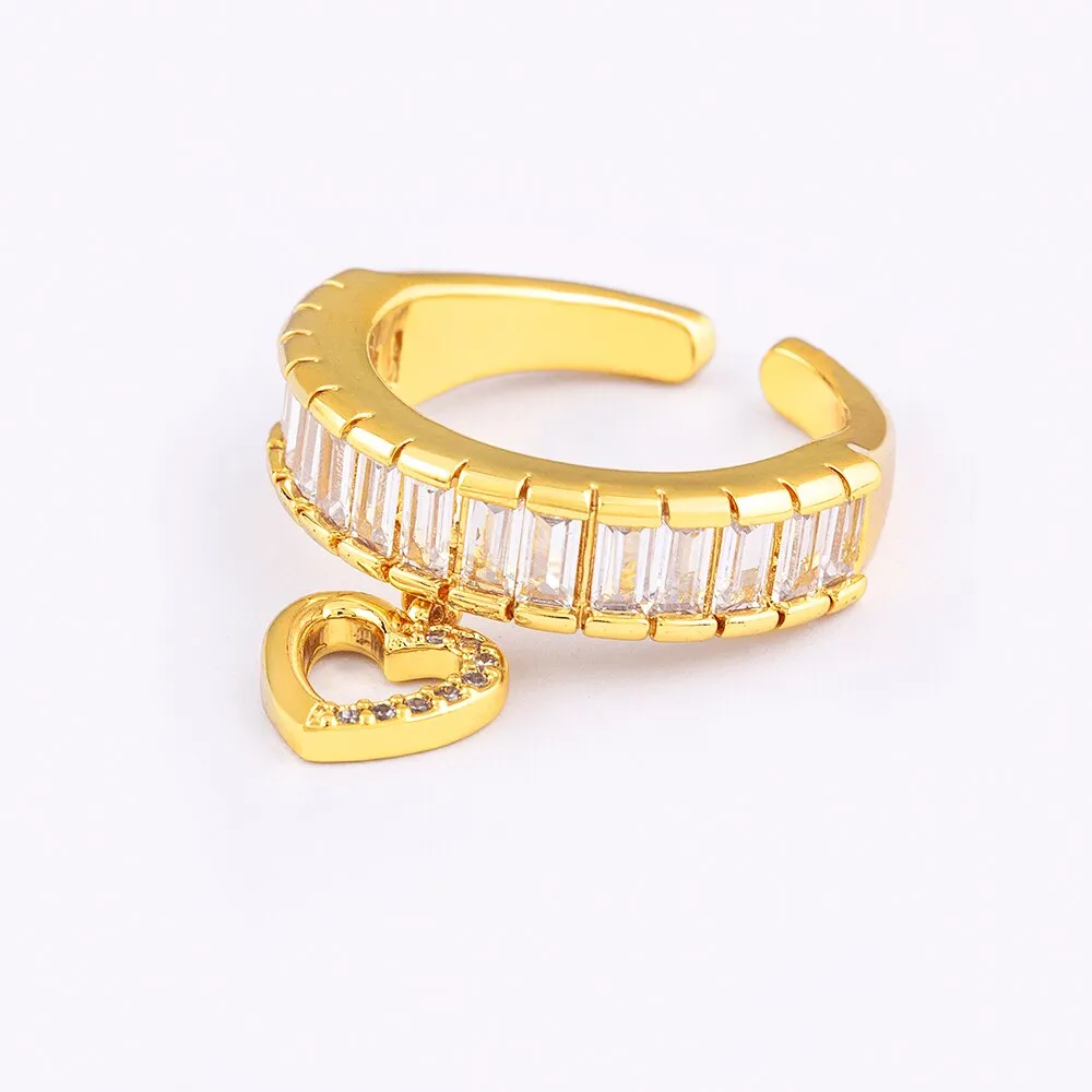 Classic Heart Pendant Tassel Ring For Women