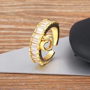 Classic Heart Pendant Tassel Ring For Women