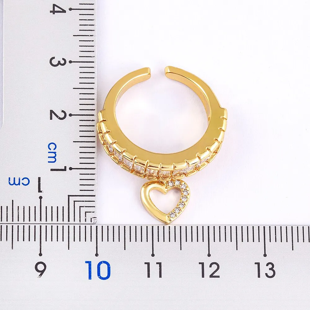 Classic Heart Pendant Tassel Ring For Women