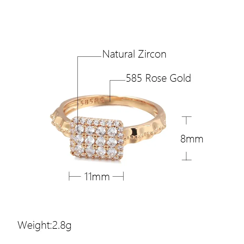 Classic Luxury Retro AAA Zircon Diamonds 14K Rolled Rose Gold Ring - Wedding Jewelry Accessories For Woman